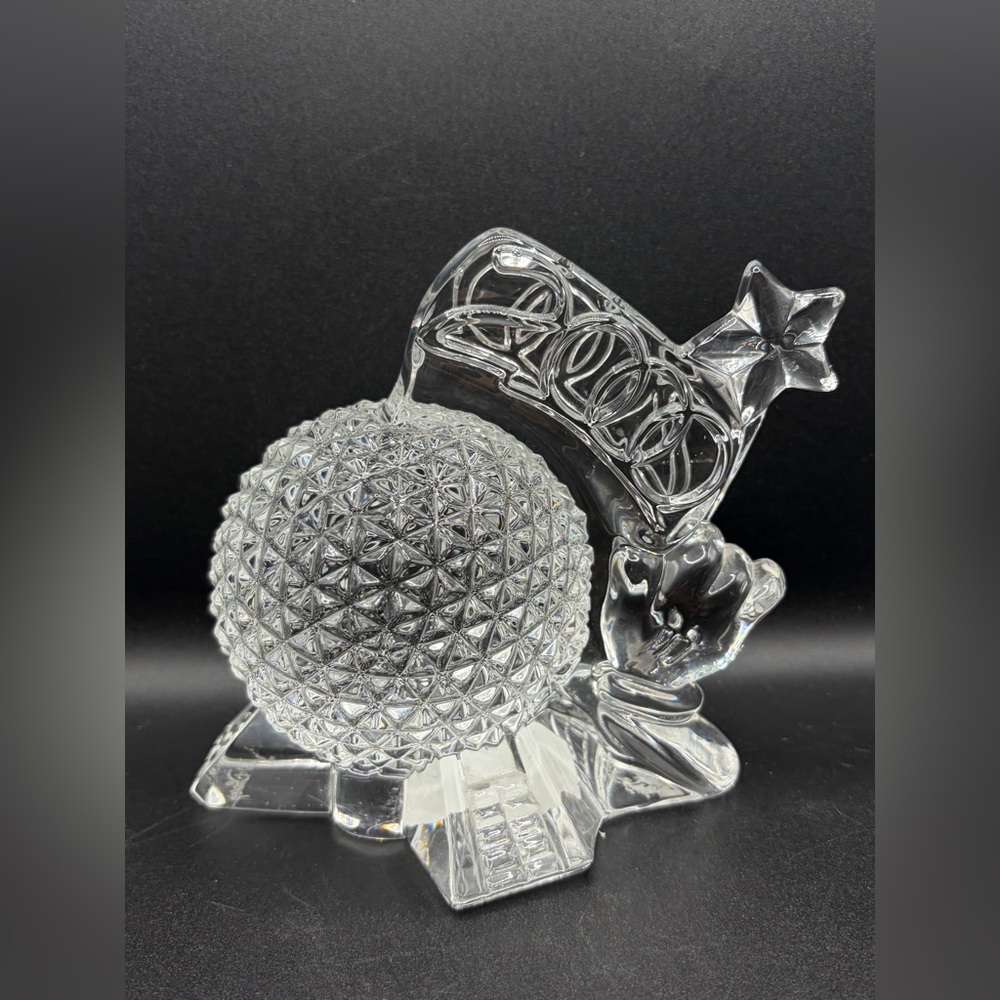 Waterford Crystal Disney World 2000 Epcot Spaceship Earth Paperweight Sculpture